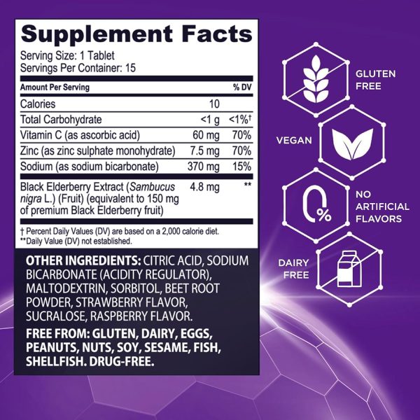 Sambucol Elderberry Tablets Immune Support Vitamin C Zinc-2