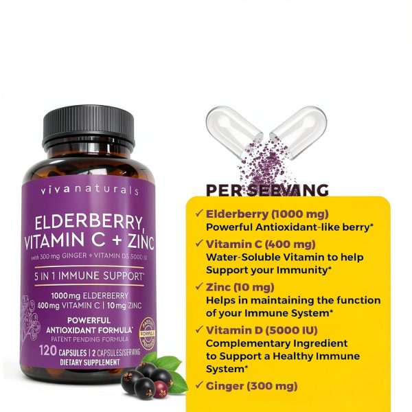 Viva Naturals Elderberry Supplement Zinc Vitamin C Immune-2