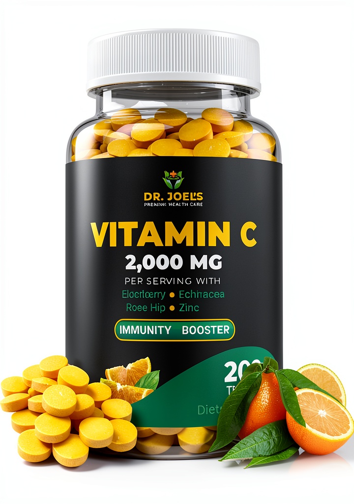 Dr Joels Vitamin C 2000 tablets bottle display