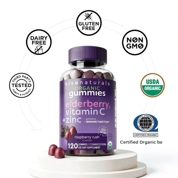Elderberry Zinc Gummies Adults Immune Support Organic-6
