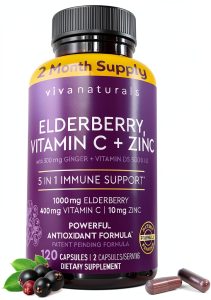 Viva Naturals Elderberry Supplement Zinc Vitamin C Immune-0
