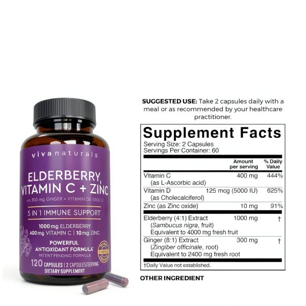Viva Naturals Elderberry Supplement Zinc Vitamin C Immune-1