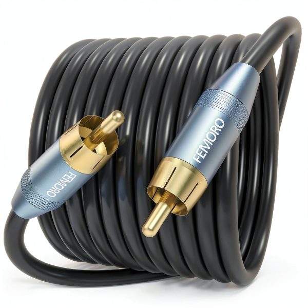 FEMORO Subwoofer RCA Cable 15ft Gold Plated-0