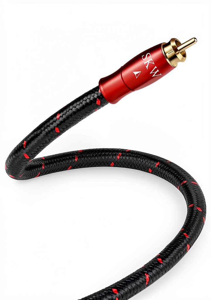 Installing SKW RCA Digital Coaxial Cable on a wooden desk