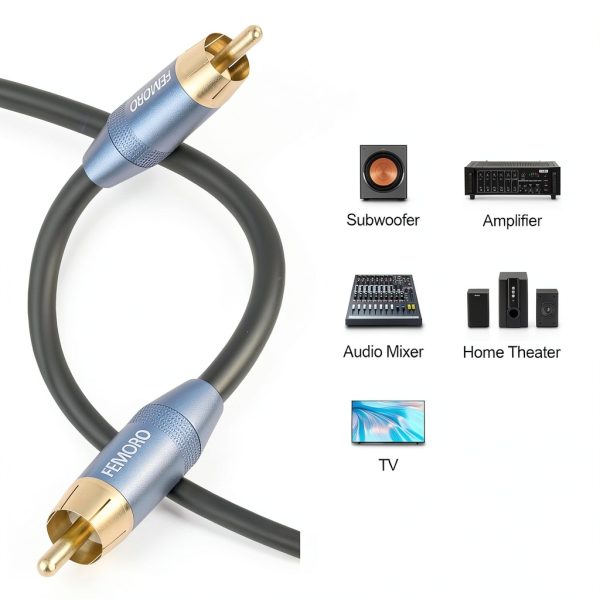 FEMORO Subwoofer RCA Cable 15ft Gold Plated-6