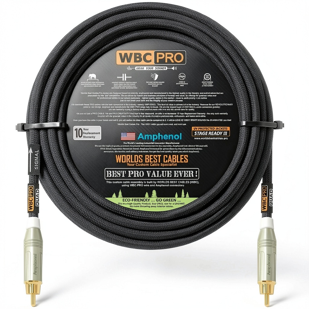 Star Quad RCA cable connected to a home theater receiver