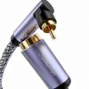 SOUNDFAM 90 Degree RCA Subwoofer Cable H-90RR Gold Plated 26ft Grey-3