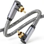 SOUNDFAM RCA Audio Cable 90 Degree Subwoofer Connector 26ft Grey-0