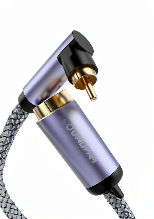 SOUNDFAM 90 Degree Subwoofer RCA Cable H-90RR Gold-Plated Tangle-Free-3
