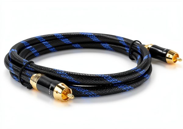 KUYIOHIFI Coaxial Subwoofer Cable 2ft Gold Plated Braided Nylon Mesh-1