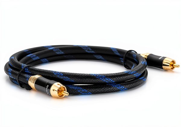 KUYIOHIFI Coaxial Subwoofer Cable 2ft Gold Plated Braided Nylon Mesh-2