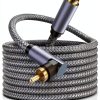 SOUNDFAM 90 Degree RCA Subwoofer Cable H-90RR Gold Plated 26ft Grey-0