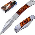 Rtek 3.75" Spanish Brown Wood Pocket Knife Lockback Folding EDC-0