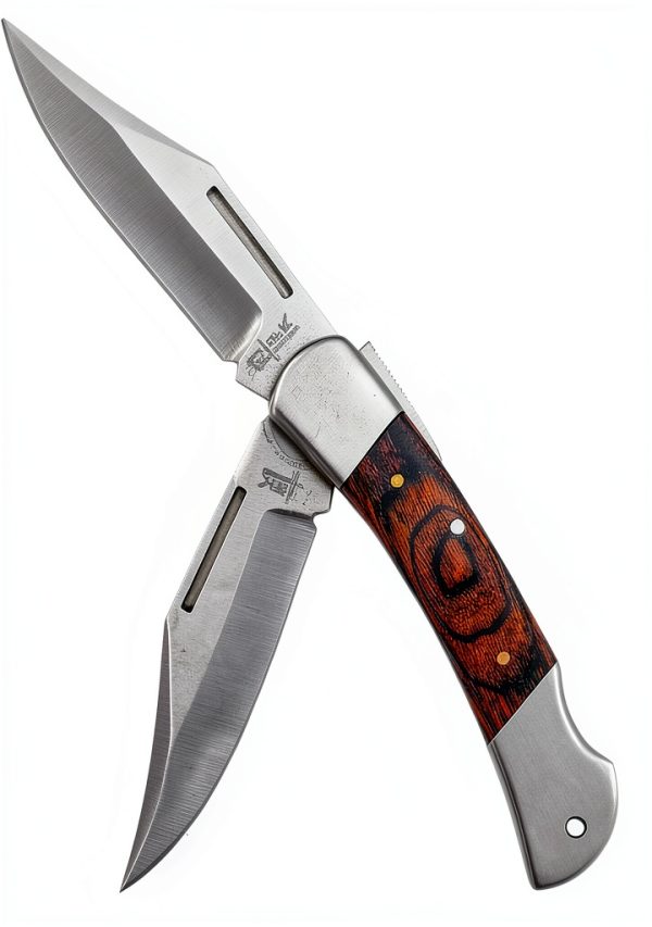 Rtek 3.75" Spanish Brown Wood Pocket Knife Lockback Folding EDC-2