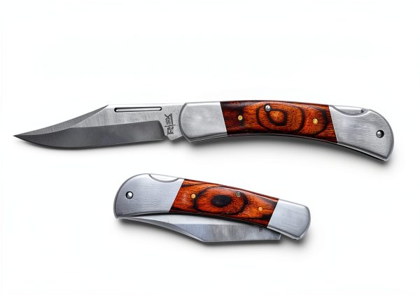 Rtek 3.75" Spanish Brown Wood Pocket Knife Lockback Folding EDC-1